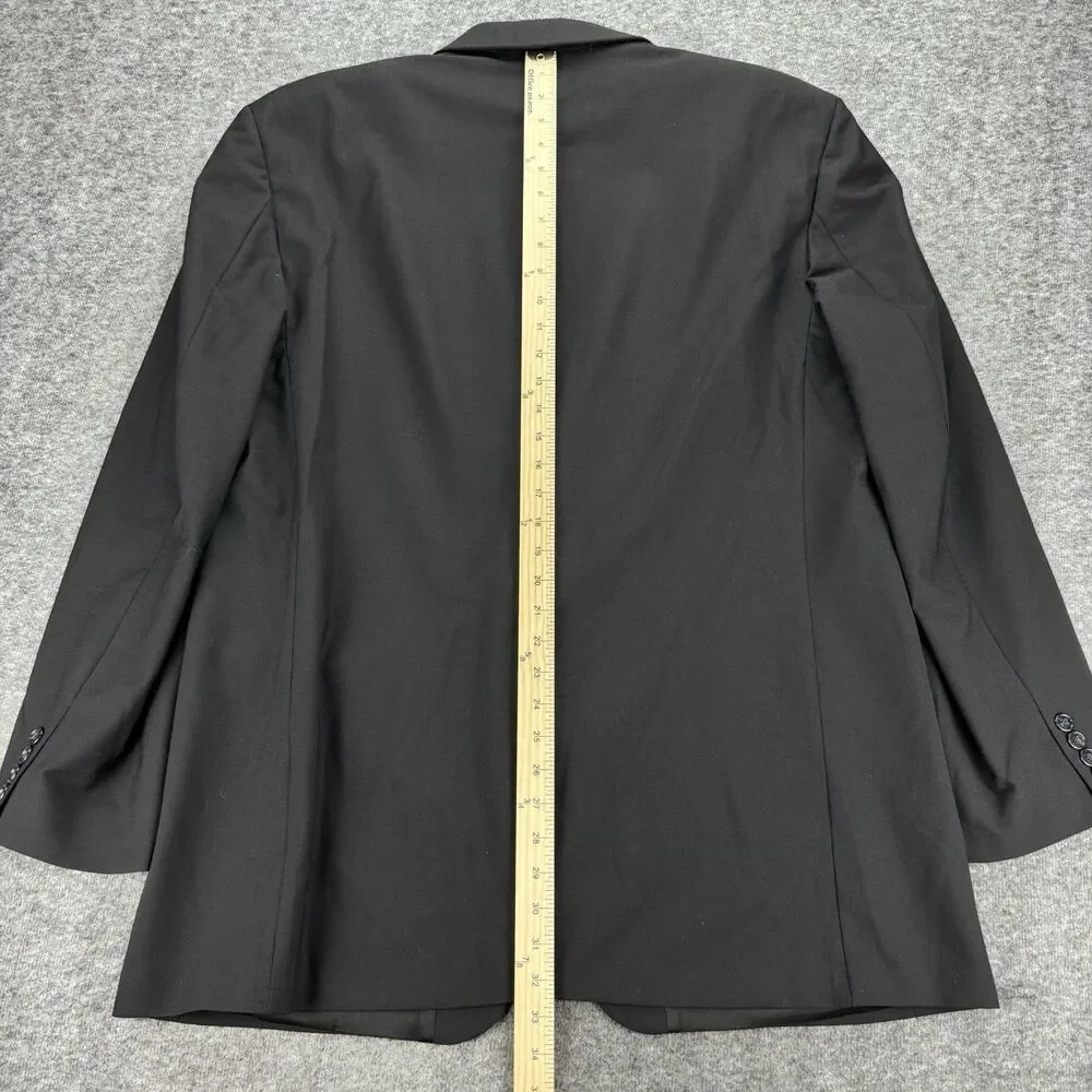 Haggar Black Label Men’s Blazer 46L Black 2 Button Sport Coat Long Fit